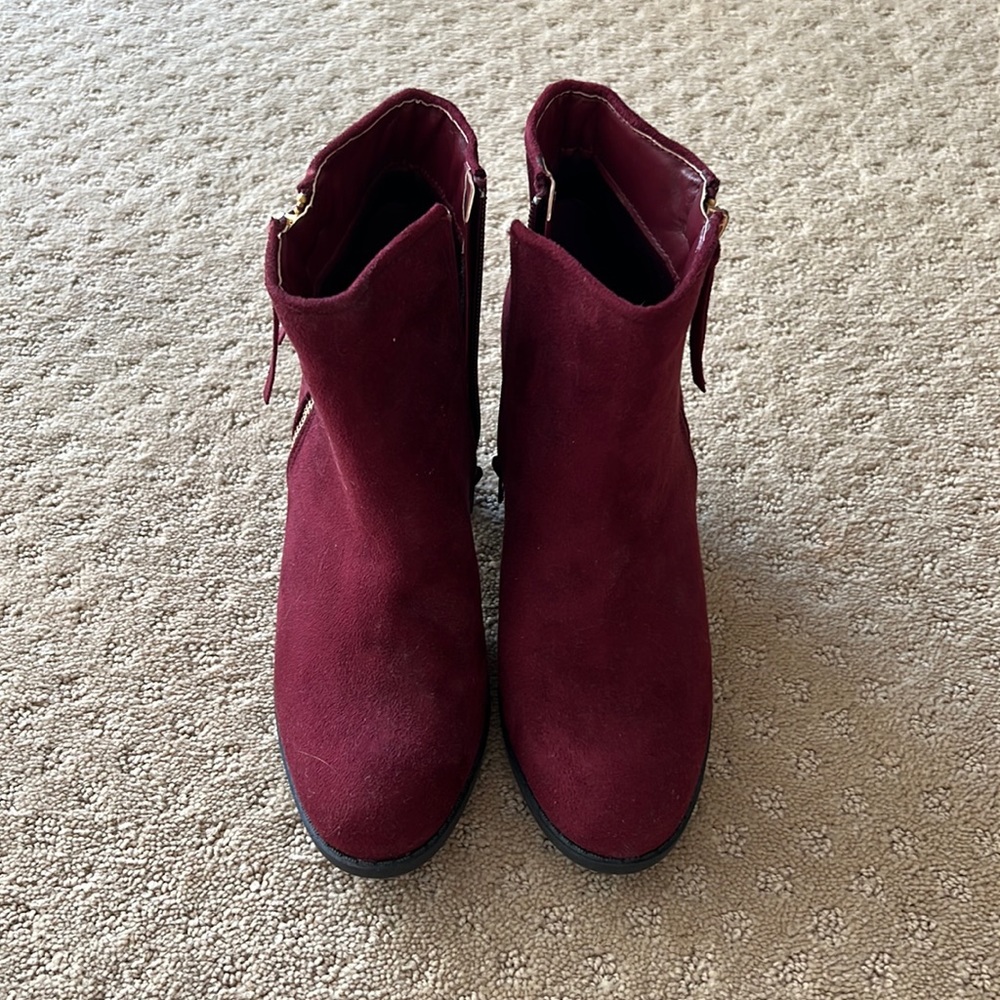 Diba Maroon Suede Booties